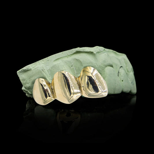 Solid three teeth Gold Grillz